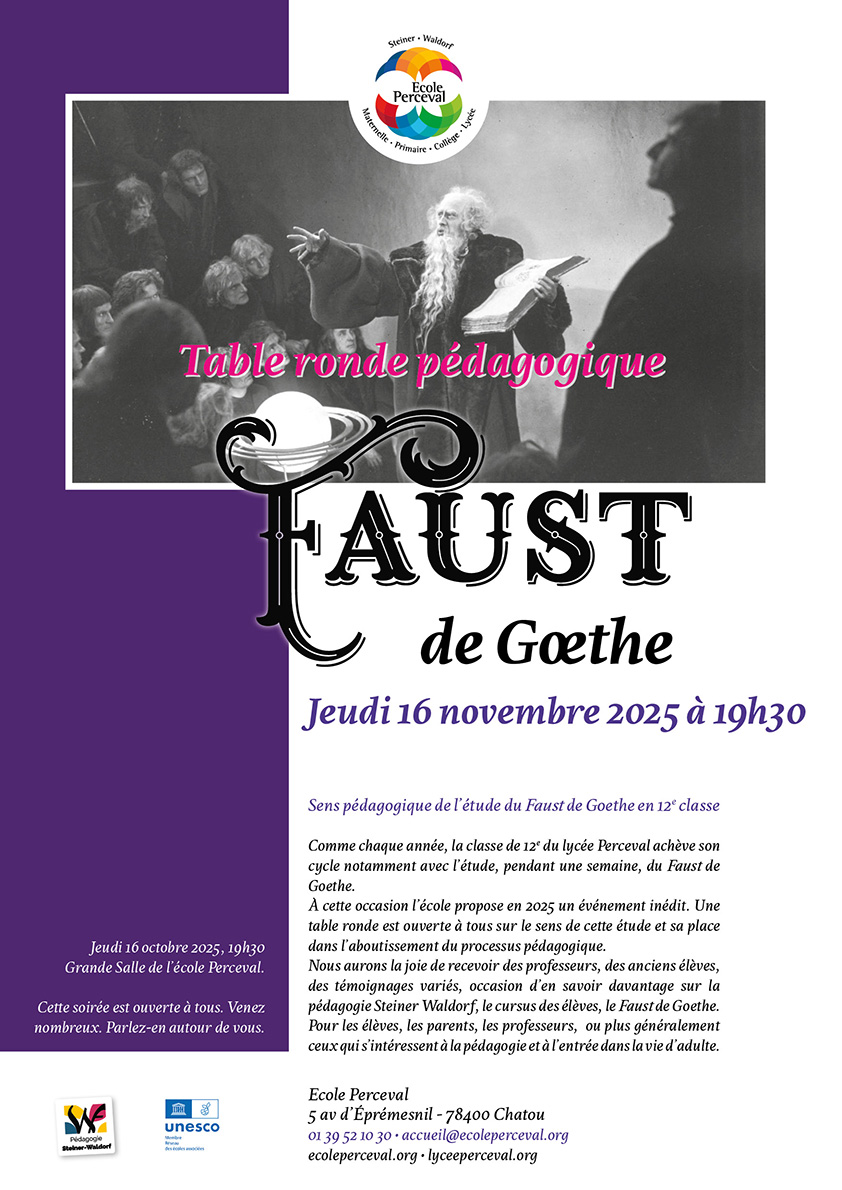 Table ronde le jeudi 16 octobre 2025 : Sens pédagogique de l’étude du Faust de Goethe en 12e classe 
