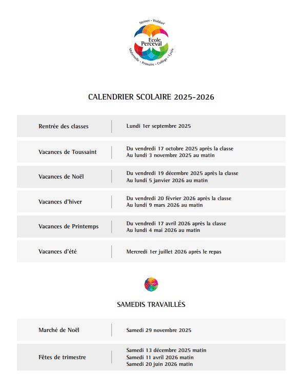 Calendrier scolaire 2025-26